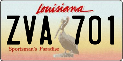 LA license plate ZVA701