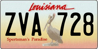 LA license plate ZVA728