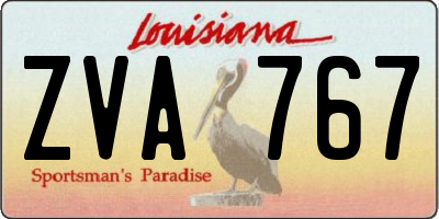 LA license plate ZVA767