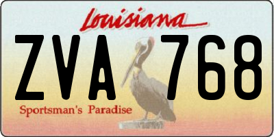 LA license plate ZVA768