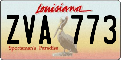 LA license plate ZVA773