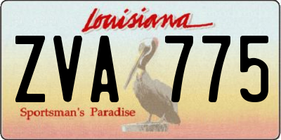 LA license plate ZVA775