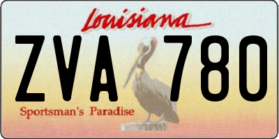 LA license plate ZVA780