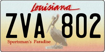 LA license plate ZVA802