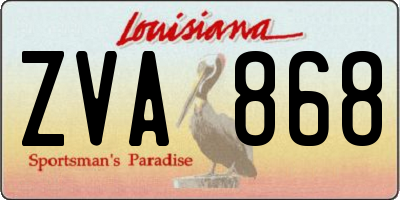 LA license plate ZVA868