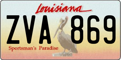 LA license plate ZVA869