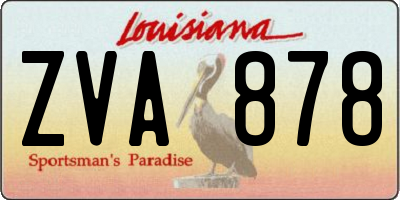 LA license plate ZVA878