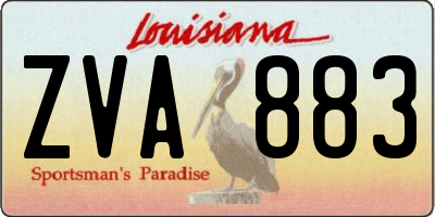 LA license plate ZVA883