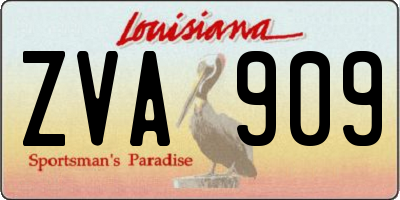 LA license plate ZVA909