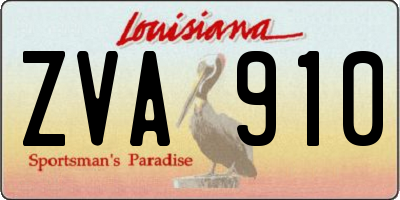 LA license plate ZVA910