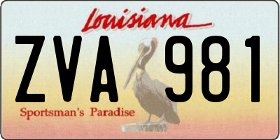 LA license plate ZVA981