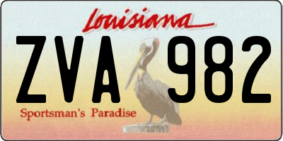 LA license plate ZVA982