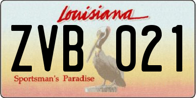 LA license plate ZVB021