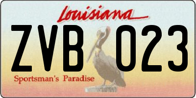 LA license plate ZVB023