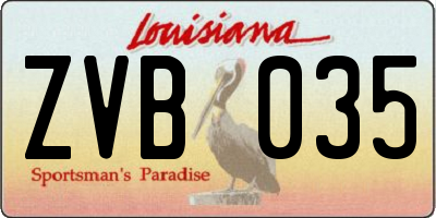 LA license plate ZVB035