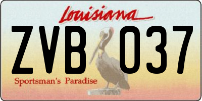 LA license plate ZVB037