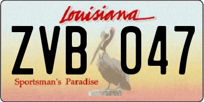 LA license plate ZVB047