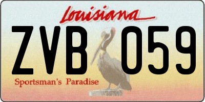 LA license plate ZVB059