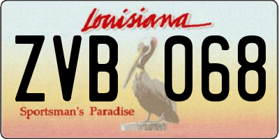 LA license plate ZVB068