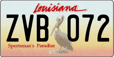 LA license plate ZVB072
