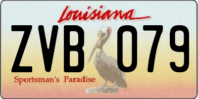 LA license plate ZVB079
