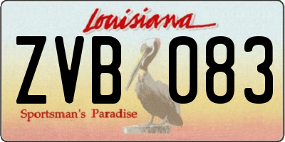 LA license plate ZVB083