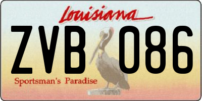 LA license plate ZVB086