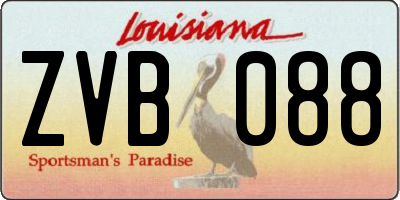 LA license plate ZVB088