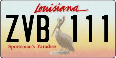 LA license plate ZVB111