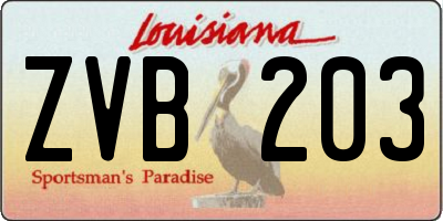 LA license plate ZVB203