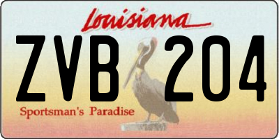 LA license plate ZVB204