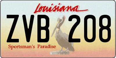 LA license plate ZVB208