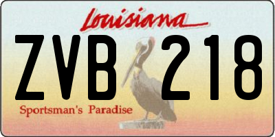 LA license plate ZVB218