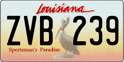 LA license plate ZVB239