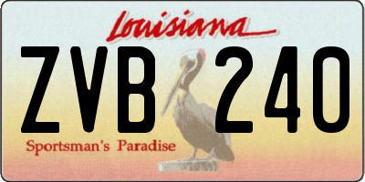 LA license plate ZVB240