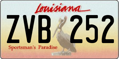 LA license plate ZVB252