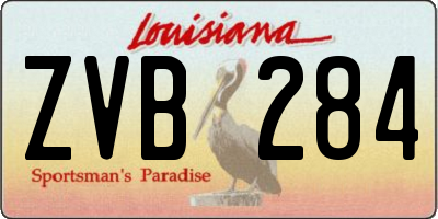 LA license plate ZVB284