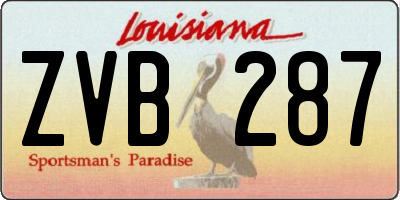 LA license plate ZVB287