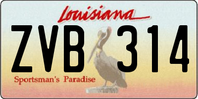 LA license plate ZVB314