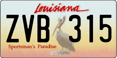 LA license plate ZVB315