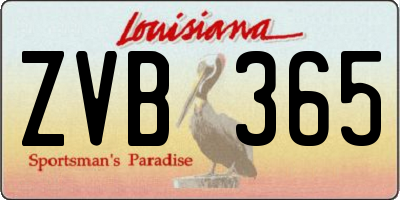 LA license plate ZVB365