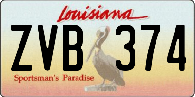 LA license plate ZVB374