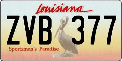 LA license plate ZVB377