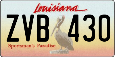 LA license plate ZVB430