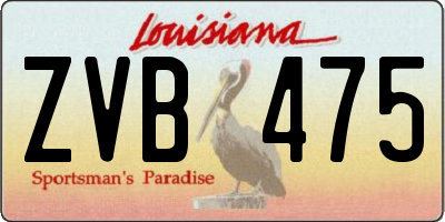 LA license plate ZVB475
