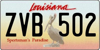 LA license plate ZVB502