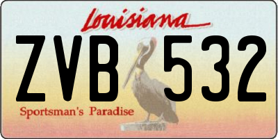 LA license plate ZVB532