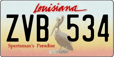 LA license plate ZVB534