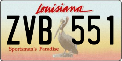 LA license plate ZVB551