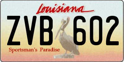 LA license plate ZVB602